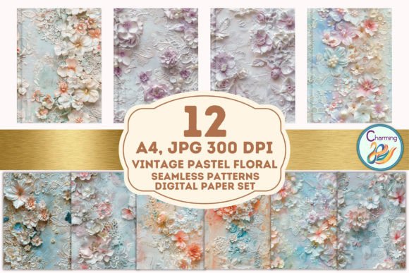 A4 Digital Papers Set: Lace Floral – Elegant Patterns for Creative Projects