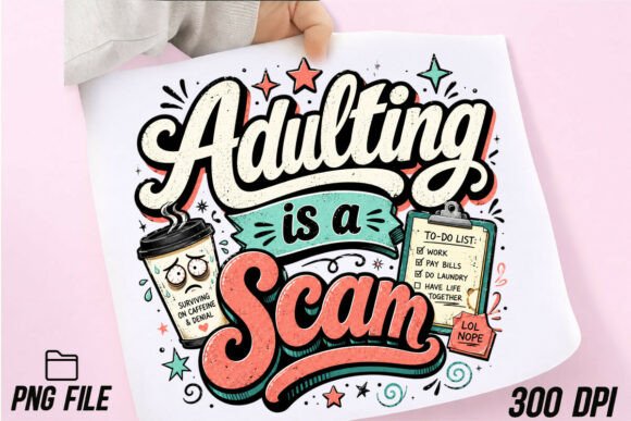 Adulting is a Scam: A Sarcastic PNG for Modern Designers