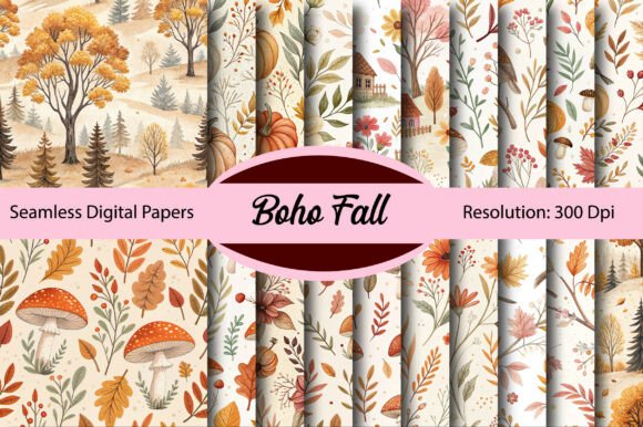 Boho Fall Seamless Digital Paper: Warmth for Every Project