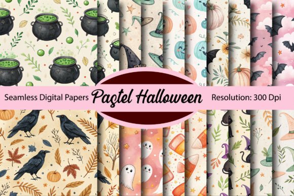 Pastel Halloween Seamless Digital Paper: A Softer Take on Spooky Season
