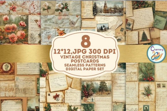 Seamless Paper: Vintage Xmas Postcards for Holiday Design