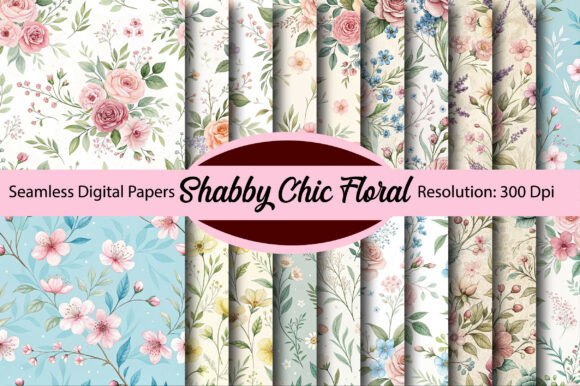 Shabby Chic Floral Digital Paper: Vintage Charm for Modern Projects