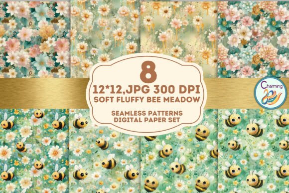 Soft Fluffy Bee Meadow: A Seamless Paper Collection for Creative Projects