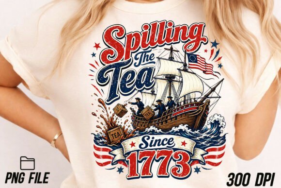 Spilling Tea PNG 1776 Ship USA America: A Design Asset with Historical Wit