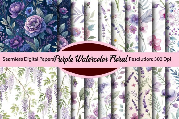 Styling with Purple Watercolor Floral Digital Paper