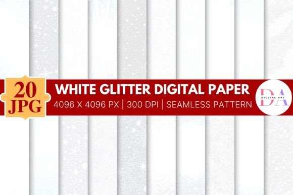 White Glitter Digital Paper: Your Go-To Sparkle for Modern Projects